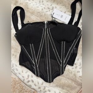Black Corset Top with Silver Accents